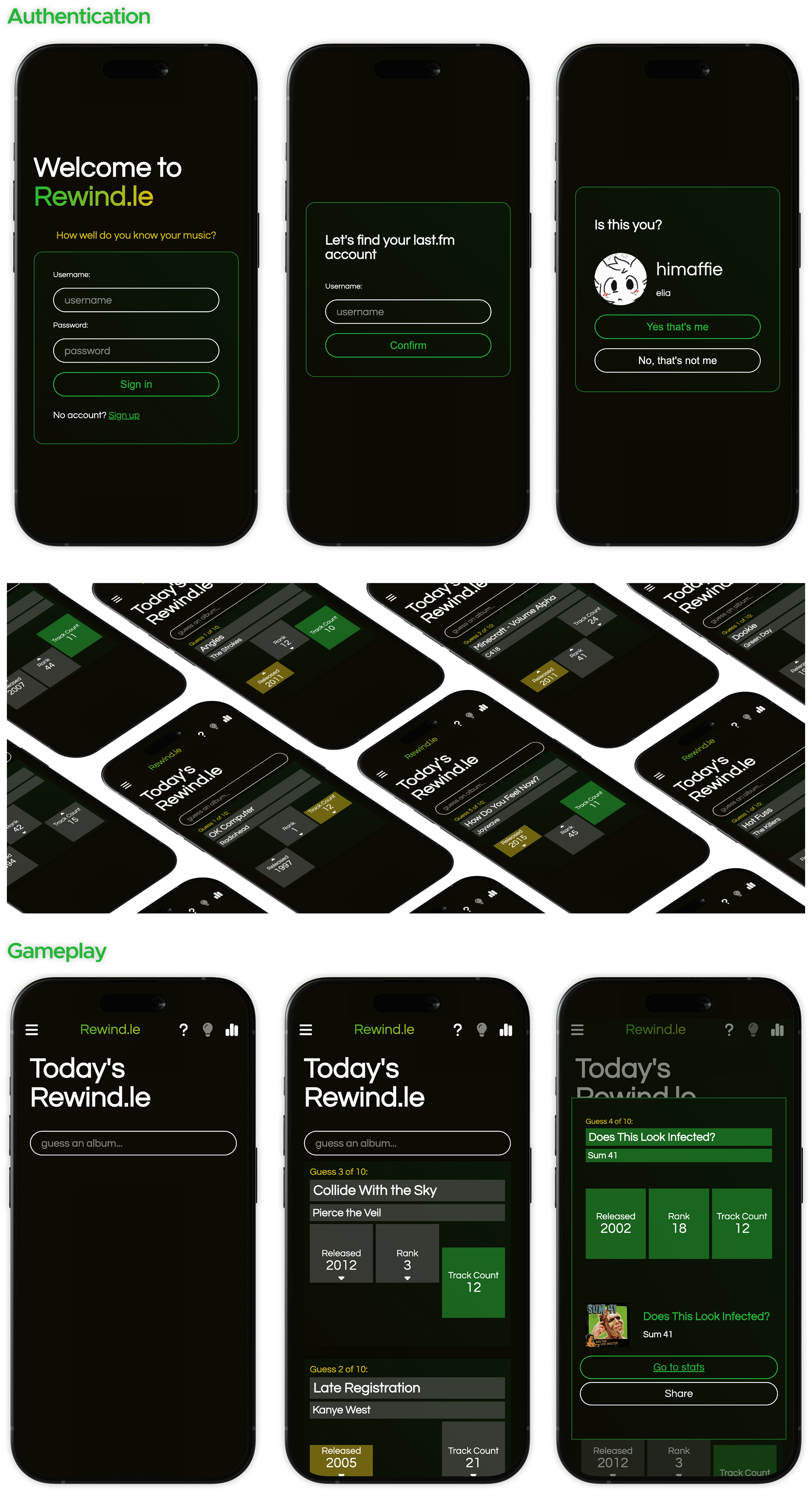 phones displaying different screens and gameplay.